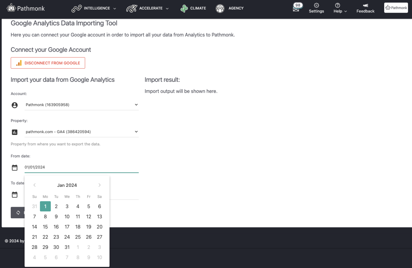 google-analytics-importing-tool-pathmonk-intelligence-dates