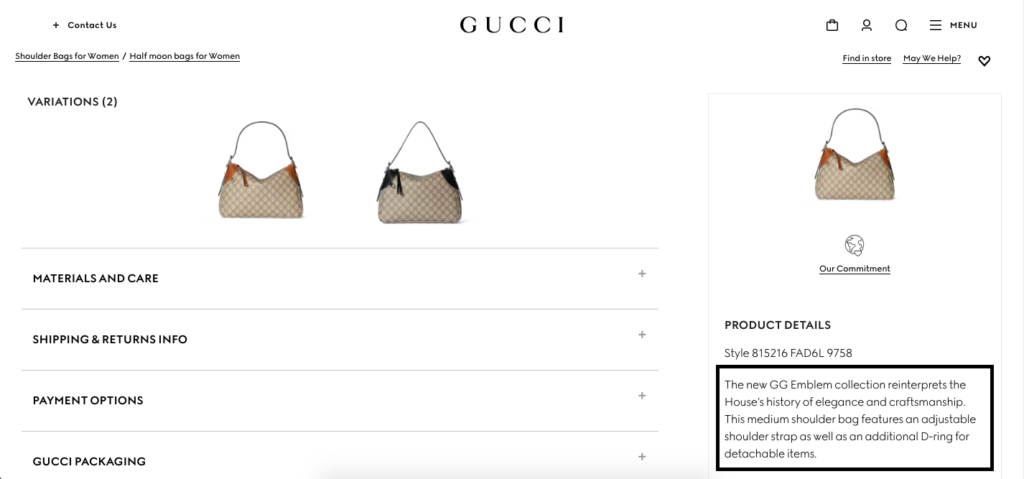 222. What is a Product Detail Page (PDP) in E-commerce_gucci2