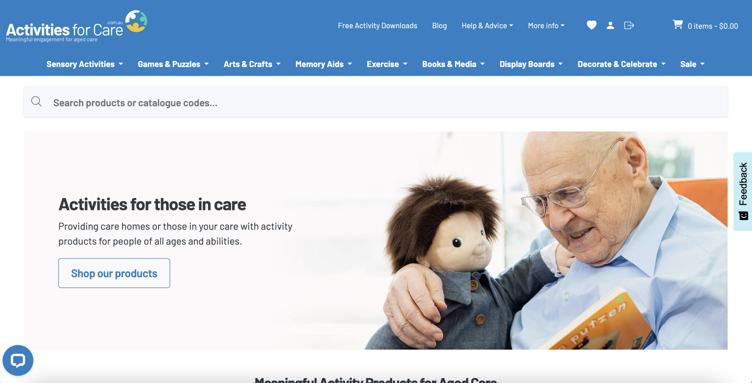 Activities for care website preview