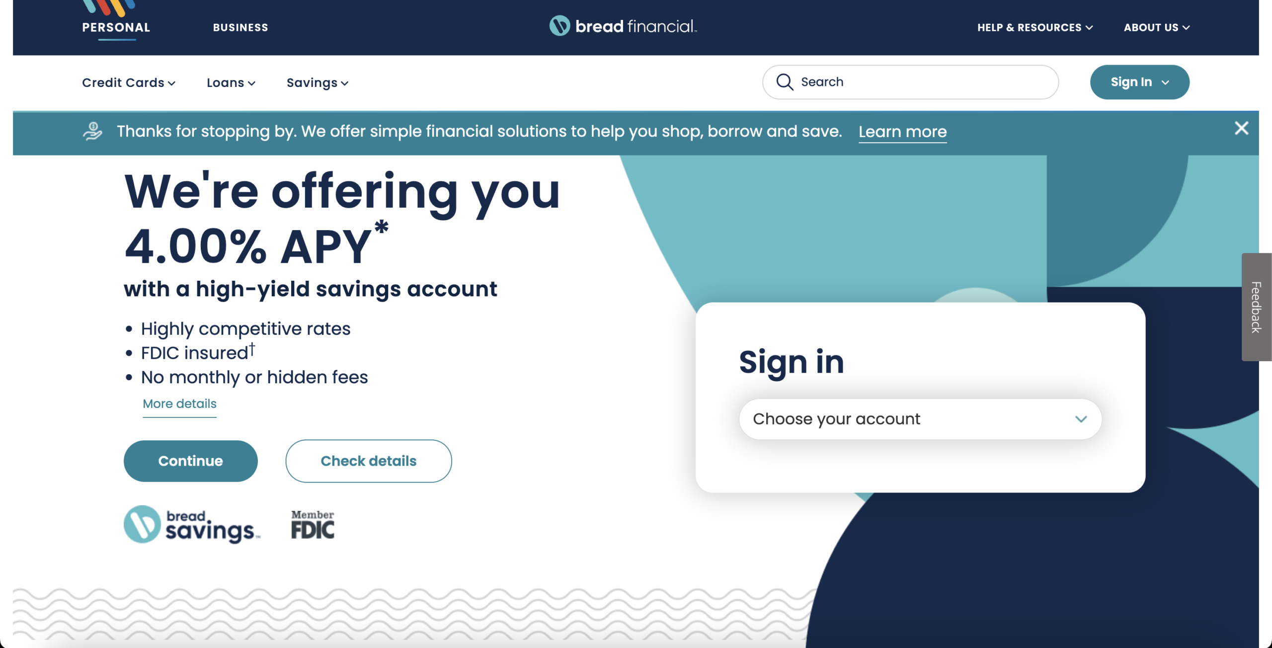 Bread Financial website preview