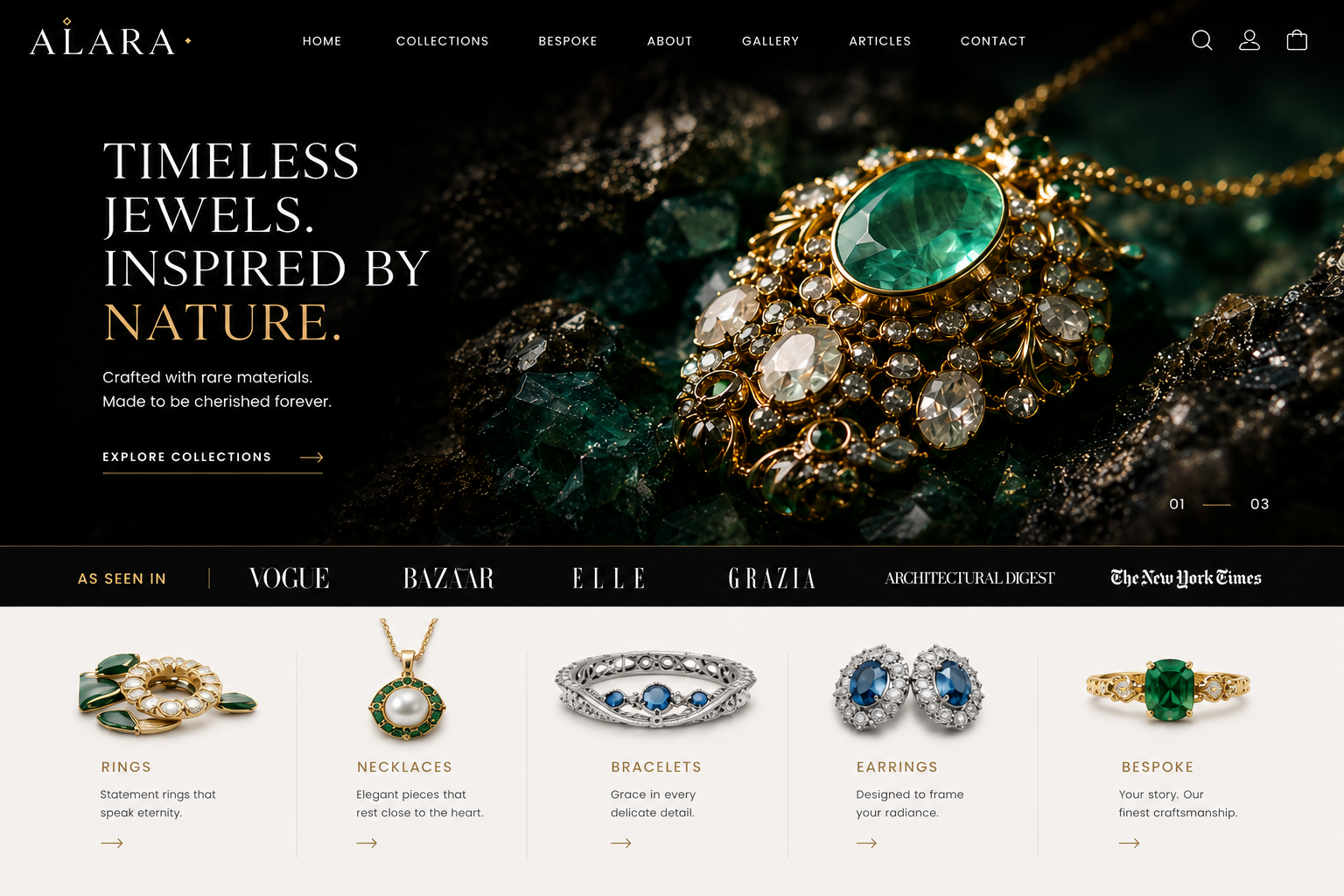 Alara Jewelry website powered by Pathmonk