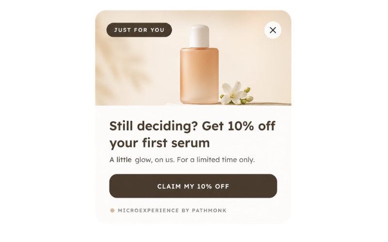 Personalized microexperience with a 10% offer