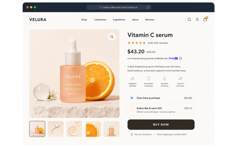 Vitamin C serum product page