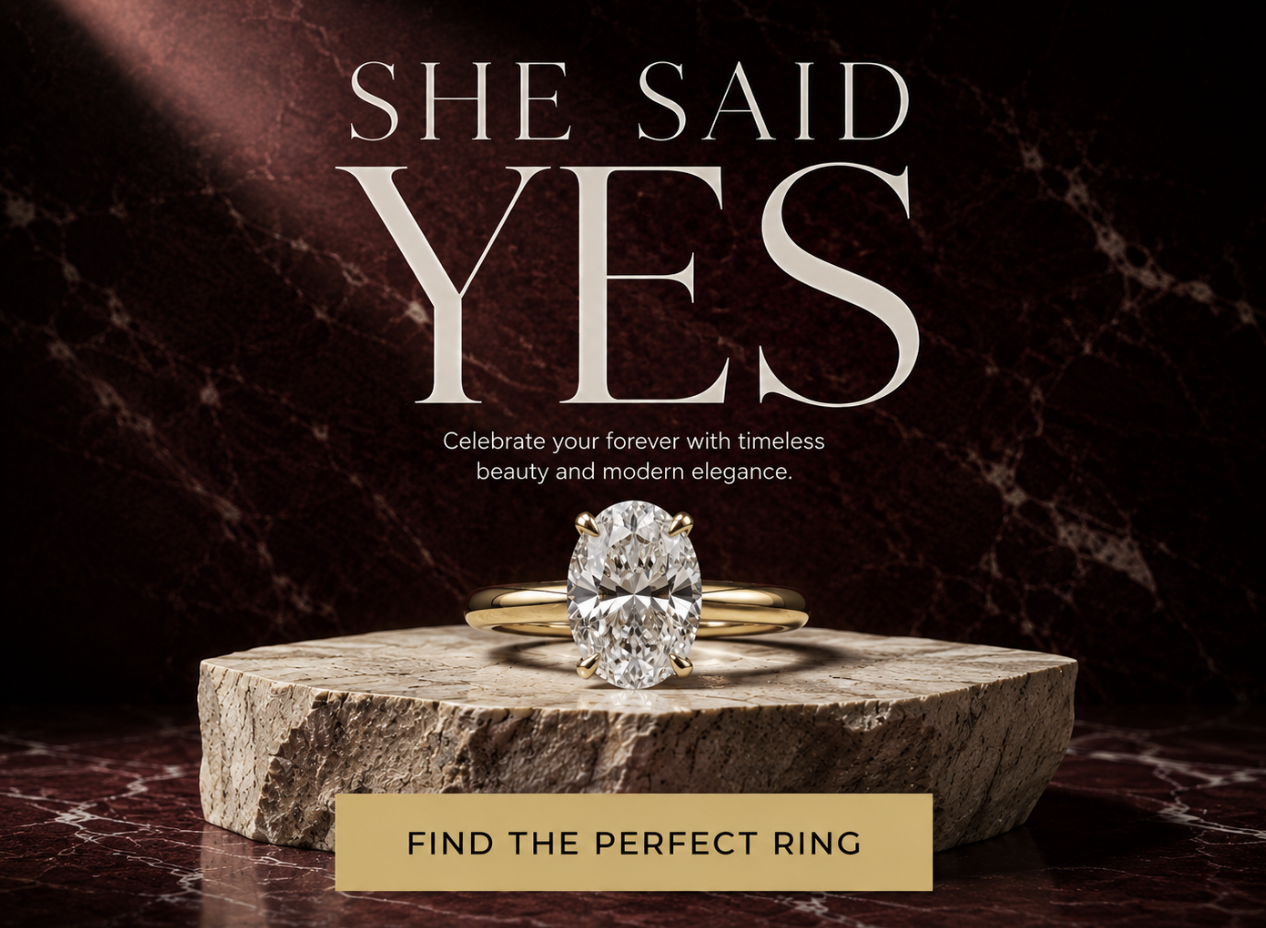 Microexperience: a brand showcase card inviting the visitor to start looking for a ring